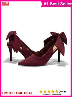 Slingback High Heels Bow Pointed Toe Lace Patchwork Dress Shoes